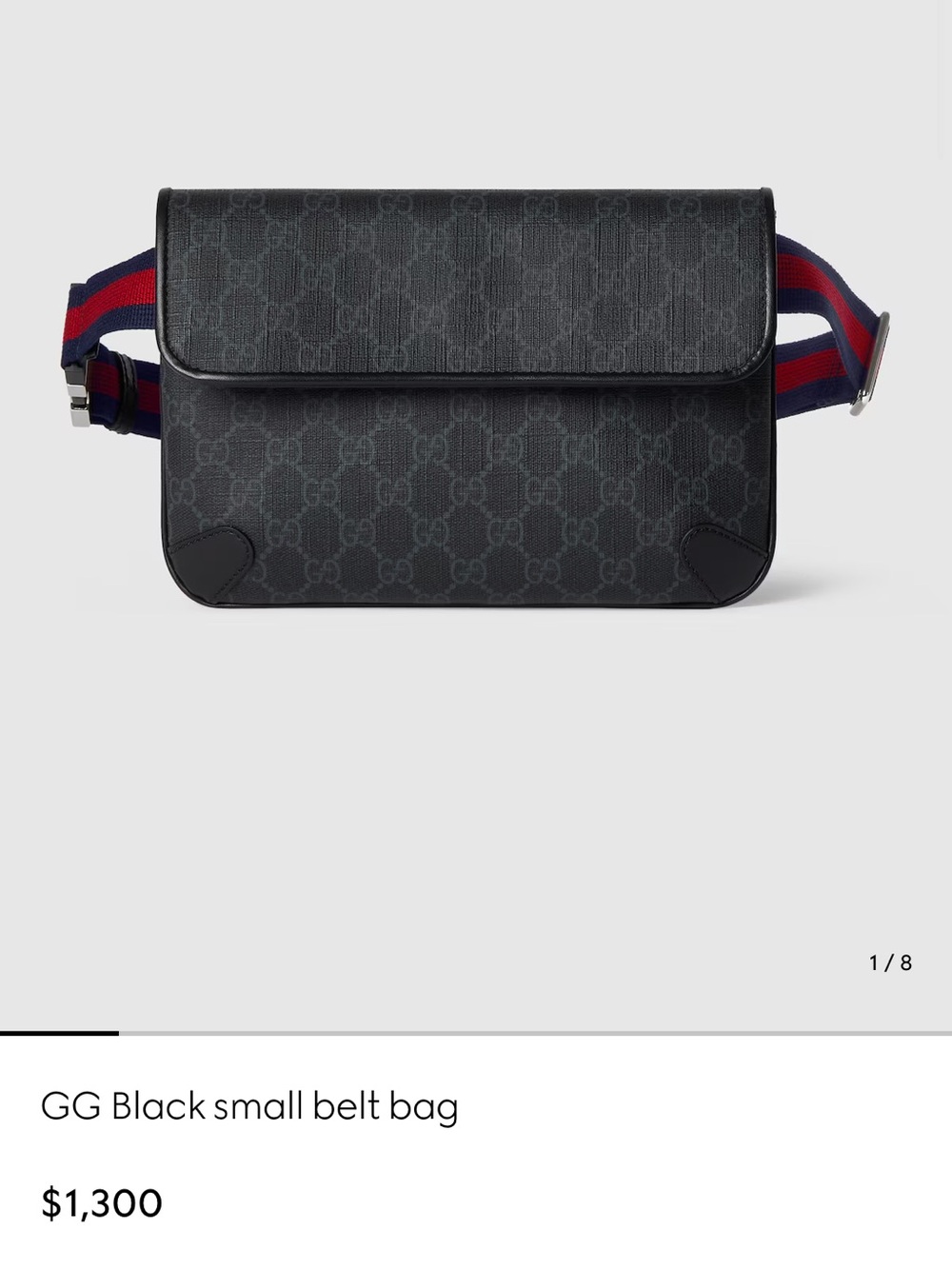 Gucci Black GG Supreme Belt Bag with Web Stripe